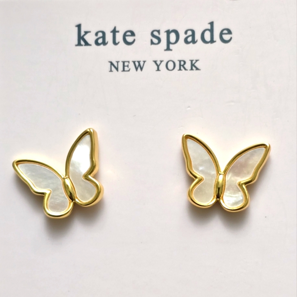 Kate Spade Mothet of Pearl Butterfly Stud Earrings